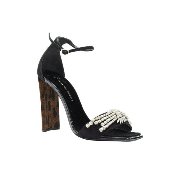 Giuseppe Zanotti Shoes - Giuseppe Zanotti 2017 Sabine Black Suede Crystal Embellished Leopard Sandal Eu39